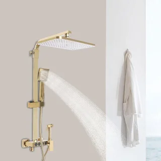 Doucheset wandmontage regendouche goud
