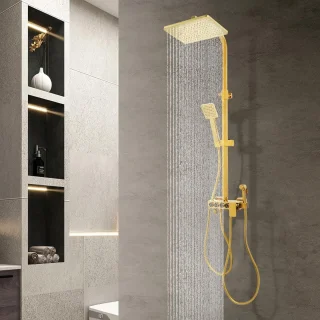 Doucheset wandmontage regendouche goud