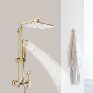 Doucheset wandmontage regendouche goud