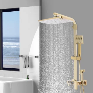 Doucheset wandmontage regendouche goud