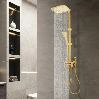 Doucheset wandmontage regendouche goud