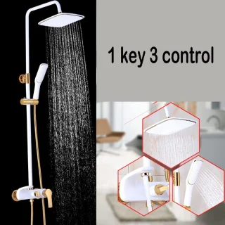 Doucheset wandmontage wit met regendouche en handdouche