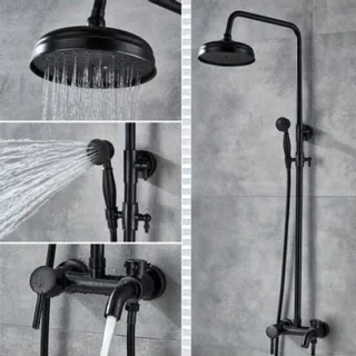 Doucheset zwart in retro-antiek design