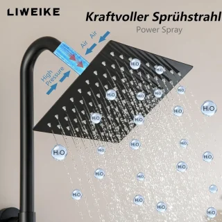 Doucheset Zwart Mat Wandmontage