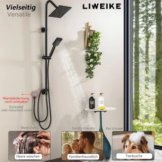 Doucheset Zwart Mat Wandmontage