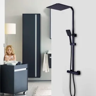Doucheset zwart met thermostaat
