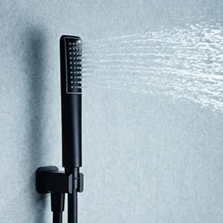 Doucheset Zwart Ovale Rainshower Inbouwkraan