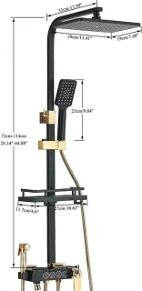 Wat vinden we goed aan de Doucheset Zwart‑Goud - Douchekolom met Thermostaatkraan