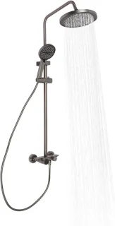 Douchesysteem compleet - regendouche set - 225 mm hoofddouche - grijs