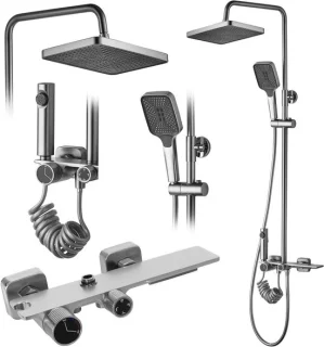 Douchesysteem Douchegarnituur Opbouw 20x30 cm Geborsteld staal