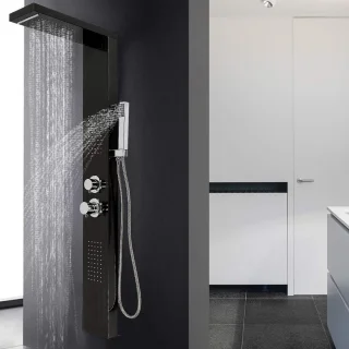 Douchesysteem Geborsteld RVS Look - Zwart