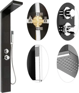 Douchesysteem Geborsteld RVS Look - Zwart