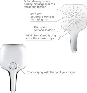 Douchesysteem handdouche - regendouche set - maanwit
