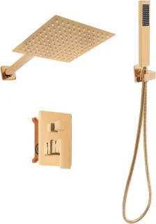Douchesysteem inbouw regendouche set goud