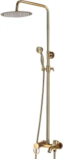 Douchesysteem messing - douchekraan set met regen hoofddouche - verstelbaar 80-120 cm - goud