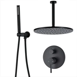 Douchesysteem messing inbouw douchekraan 10 inch mat zwart
