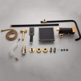 Douchesysteem messing regendoucheset handdouche vintage