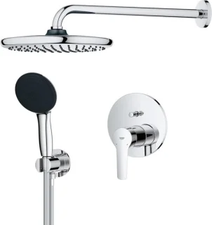 Douchesysteem met douchekraan set en 250 mm douchekop in chroom