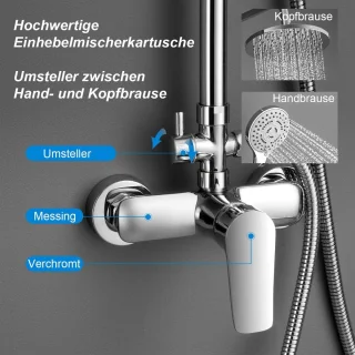 Douchesysteem met eengreepsmengkraan en regendouche chroom