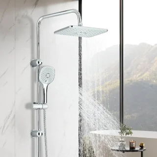 Douchesysteem met hoofddouche en handdouche met mengkraan, wandmontage, chroom
