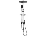 Douchesysteem met plank - regendouche set - 30 cm douchekop - zwart
