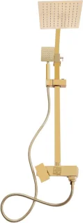 Douchesysteem met Regendouche - Douchekraan Set - Badkamer Vernieuwen - Vintage Keramische Stijl - 1.5m Slang - Goud