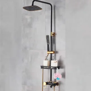 Douchesysteem met regendouche en douchekraan - 8 inch - zwart goud