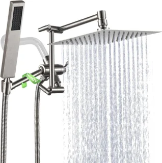 Douchesysteem met Regendouche en Handdouche – Geborsteld Nikkel