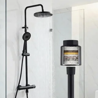 Douchesysteem met regendouche en waterfilter 25 cm zwart