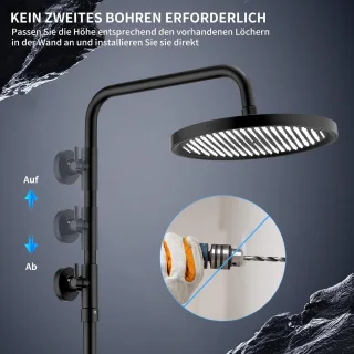 Douchesysteem met regendouche en waterfilter 25 cm zwart