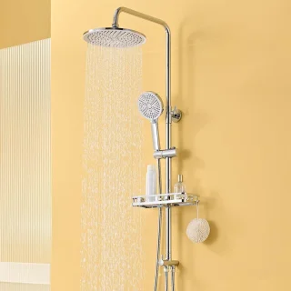Douchesysteem met Regenhoofddouche - Badkamerset Douche - Verfrissende Douche - Boorvrije Montage - 250 mm Hoofddouche - Chroom