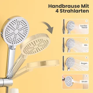 Douchesysteem met Regenhoofddouche - Badkamerset Douche - Verfrissende Douche - Boorvrije Montage - 250 mm Hoofddouche - Chroom