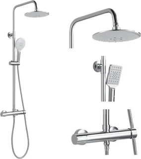 Douchesysteem met ronde regendouchekop en handdouche