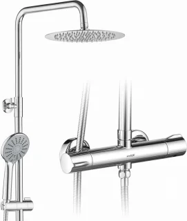 Douchesysteem met thermostaat - 25 cm douchekop - chroom