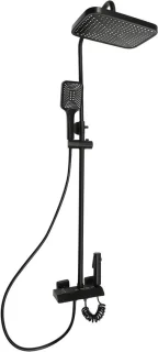 Douchesysteem met thermostaat - douchekraan regendouche - messing en rvs - 85-120 cm - zwart