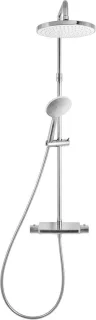 Douchesysteem met thermostaat en plank, 220 mm hoofddouche, chroom wit