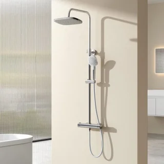Douchesysteem met thermostaat en regendouche - 120 x 46.2 cm - chroom