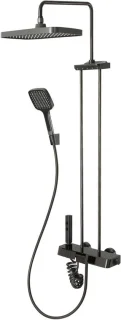Douchesysteem met thermostaat en regendouche set - gunmetal grijs