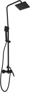 Douchesysteem met thermostaat en regendouche, zwart, 70-110 cm