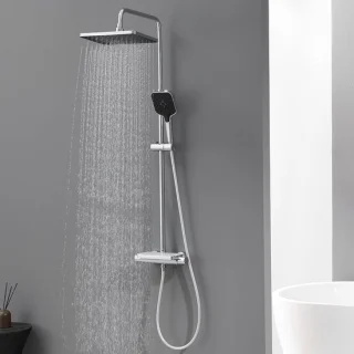Douchesysteem met thermostaat regendouche 30 cm chroom