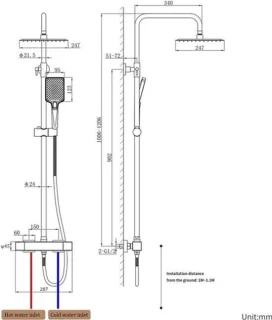 Douchesysteem met thermostaat, regendouche en handdouche – chroom