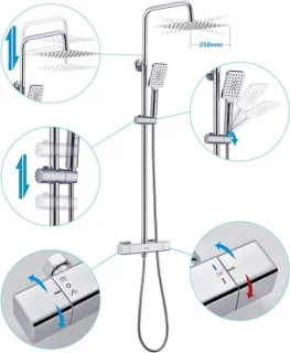 Douchesysteem met thermostaat, regendouche en handdouche