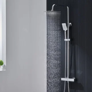 Douchesysteem met thermostaat - Regendouche set 25 cm chroom