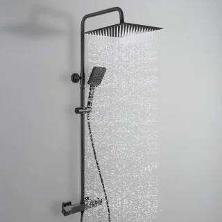 Douchesysteem met thermostaat - regendouche set - 30 cm hoofddouche - zwart