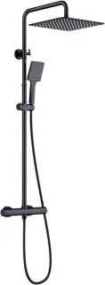 Douchesysteem met thermostaat regendouche set 30x30 cm zwart