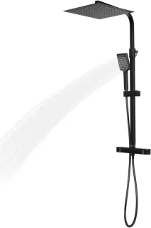 Douchesysteem met thermostaat, regendouche set, zwart