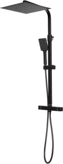 Douchesysteem met thermostaat, regendouchekop 30 cm zwart