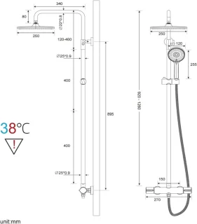 Douchesysteem Met Thermostaat Ronde Regendouche 25 cm Chroom