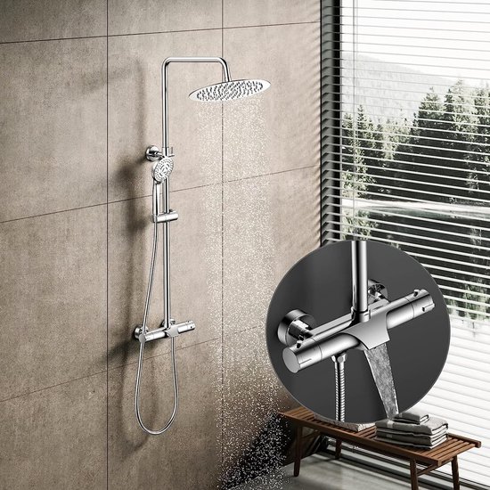 Douchesysteem met thermostaat RVS 25cm regendouche en handdouche