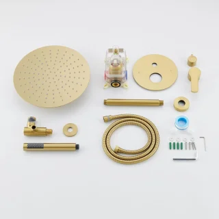 Douchesysteem plafondmontage regendouche set 305 cm douchekop champagne brons